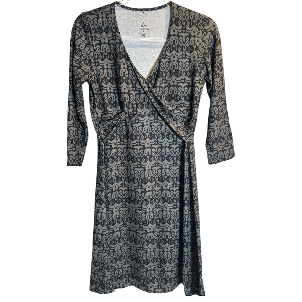 Prana Black Sheath Dress V-Neck 3/4 Sleeve - Picture 6 of 10